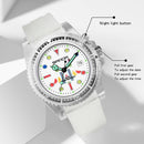 SANDA 6078 Fluorescent Calendar Dial Transparent Strap Quartz Watch for Women(Transparent Black)