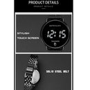 SANDA 8011 Touch Screen LED Digital Display Round Dial Electronic Watch for Men(Gold)