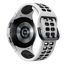 For Samsung Galaxy Watch4 40mm / 44mm Double-row Hole Two-color Silicone Watch Band(White Black)