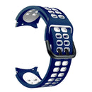 For Samsung Galaxy Watch4 40mm / 44mm Double-row Hole Two-color Silicone Watch Band(Midnight Blue White)