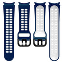 For Samsung Galaxy Watch4 40mm / 44mm Double-row Hole Two-color Silicone Watch Band(Midnight Blue White)