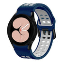For Samsung Galaxy Watch4 40mm / 44mm Double-row Hole Two-color Silicone Watch Band(Midnight Blue White)