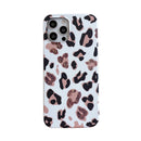 For iPhone 12 Pro Max Leopard Print TPU Straight Edge Phone Case with Lanyard(White)
