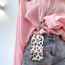 For iPhone 12 Pro Max Leopard Print TPU Straight Edge Phone Case with Lanyard(White)