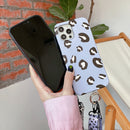 For iPhone 12 Pro Max Leopard Print TPU Straight Edge Phone Case with Lanyard(White)