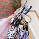 For iPhone 12 Pro Max Leopard Print TPU Straight Edge Phone Case with Lanyard(White)