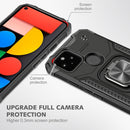 For Google Pixel 5a Magnetic Armor Shockproof TPU + PC Phone Case with Metal Ring Holder(Black)