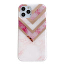 Dual-side Laminating Marble TPU Phone Case For iPhone 13 mini(Stitching Pink)