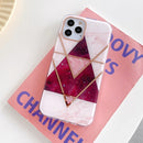 Dual-side Laminating Marble TPU Phone Case For iPhone 13 mini(Stitching Red)
