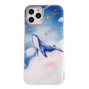 Dual-side Laminating Marble TPU Phone Case For iPhone 13(Blue Dolphin)