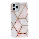 Dual-side Laminating Marble TPU Phone Case For iPhone 13(Stitching Pink Gray)