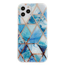 Dual-side Laminating Marble TPU Phone Case For iPhone 13(Stitching Sea Blue)