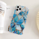 Dual-side Laminating Marble TPU Phone Case For iPhone 13(Stitching Sea Blue)