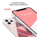 Dual-side Laminating Marble TPU Phone Case For iPhone 13(Stitching Pink)