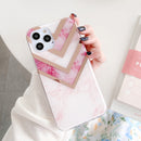Dual-side Laminating Marble TPU Phone Case For iPhone 13 Pro Max(Stitching Pink)