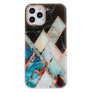 Dual-side Laminating Marble TPU Phone Case For iPhone 11(Stitching Blue Black)