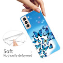For Samsung Galaxy S22 5G Shockproof Painted Transparent TPU Phone Protective Case(Blue Butterfly)