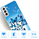 For Samsung Galaxy S22 5G Shockproof Painted Transparent TPU Phone Protective Case(Blue Butterfly)