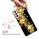 For Samsung Galaxy S22 5G Shockproof Painted Transparent TPU Phone Protective Case(Gold Star)