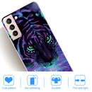For Samsung Galaxy S22 5G Shockproof Painted Transparent TPU Phone Protective Case(Purple Tiger)