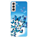 For Samsung Galaxy S22+ 5G Shockproof Painted Transparent TPU Phone Protective Case(Blue Butterfly)