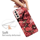 For Samsung Galaxy S22+ 5G Shockproof Painted Transparent TPU Phone Protective Case(Many Red Roses)