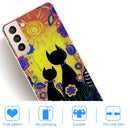 For Samsung Galaxy S22+ 5G Shockproof Painted Transparent TPU Phone Protective Case(Oil Painting Black Cat)