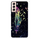 For Samsung Galaxy S22+ 5G Shockproof Painted Transparent TPU Phone Protective Case(Colorful Feathers)