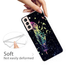 For Samsung Galaxy S22+ 5G Shockproof Painted Transparent TPU Phone Protective Case(Colorful Feathers)