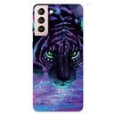 For Samsung Galaxy S22+ 5G Shockproof Painted Transparent TPU Phone Protective Case(Purple Tiger)