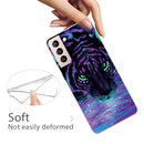 For Samsung Galaxy S22+ 5G Shockproof Painted Transparent TPU Phone Protective Case(Purple Tiger)
