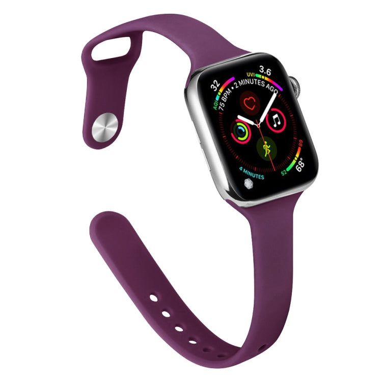 Slimming Silicone Watch Band For Apple Watch Series 8&7 41mm / SE 2&6&SE&5&4 40mm / 3&2&1 38mm(Dark Purple)