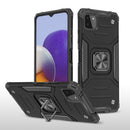 For Samsung Galaxy A22 5G Magnetic Armor Shockproof TPU + PC Phone Case with Metal Ring Holder(Black)