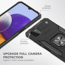 For Samsung Galaxy A22 5G Magnetic Armor Shockproof TPU + PC Phone Case with Metal Ring Holder(Black)