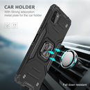 For Samsung Galaxy A22 5G Magnetic Armor Shockproof TPU + PC Phone Case with Metal Ring Holder(Black)