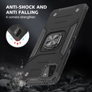 For Samsung Galaxy A22 5G Magnetic Armor Shockproof TPU + PC Phone Case with Metal Ring Holder(Black)