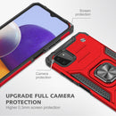 For Samsung Galaxy A22 5G Magnetic Armor Shockproof TPU + PC Phone Case with Metal Ring Holder(Red)