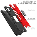 For Samsung Galaxy A22 5G Magnetic Armor Shockproof TPU + PC Phone Case with Metal Ring Holder(Red)