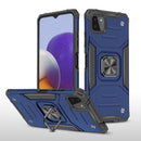 For Samsung Galaxy A22 5G Magnetic Armor Shockproof TPU + PC Phone Case with Metal Ring Holder(Blue)