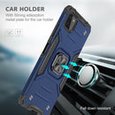 For Samsung Galaxy A22 5G Magnetic Armor Shockproof TPU + PC Phone Case with Metal Ring Holder(Blue)