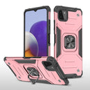 For Samsung Galaxy A22 5G Magnetic Armor Shockproof TPU + PC Phone Case with Metal Ring Holder(Rose Gold)