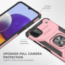 For Samsung Galaxy A22 5G Magnetic Armor Shockproof TPU + PC Phone Case with Metal Ring Holder(Rose Gold)