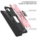 For Samsung Galaxy A22 5G Magnetic Armor Shockproof TPU + PC Phone Case with Metal Ring Holder(Rose Gold)