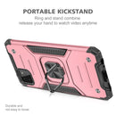 For Samsung Galaxy A22 5G Magnetic Armor Shockproof TPU + PC Phone Case with Metal Ring Holder(Rose Gold)