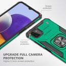 For Samsung Galaxy A22 5G Magnetic Armor Shockproof TPU + PC Phone Case with Metal Ring Holder(Dark Green)
