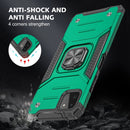 For Samsung Galaxy A22 5G Magnetic Armor Shockproof TPU + PC Phone Case with Metal Ring Holder(Dark Green)