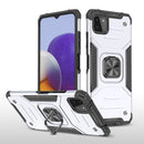 For Samsung Galaxy A22 5G Magnetic Armor Shockproof TPU + PC Phone Case with Metal Ring Holder(Silver)