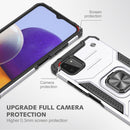 For Samsung Galaxy A22 5G Magnetic Armor Shockproof TPU + PC Phone Case with Metal Ring Holder(Silver)