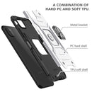 For Samsung Galaxy A22 5G Magnetic Armor Shockproof TPU + PC Phone Case with Metal Ring Holder(Silver)