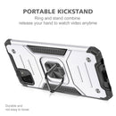 For Samsung Galaxy A22 5G Magnetic Armor Shockproof TPU + PC Phone Case with Metal Ring Holder(Silver)